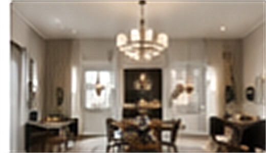 Open dining room with chandelier