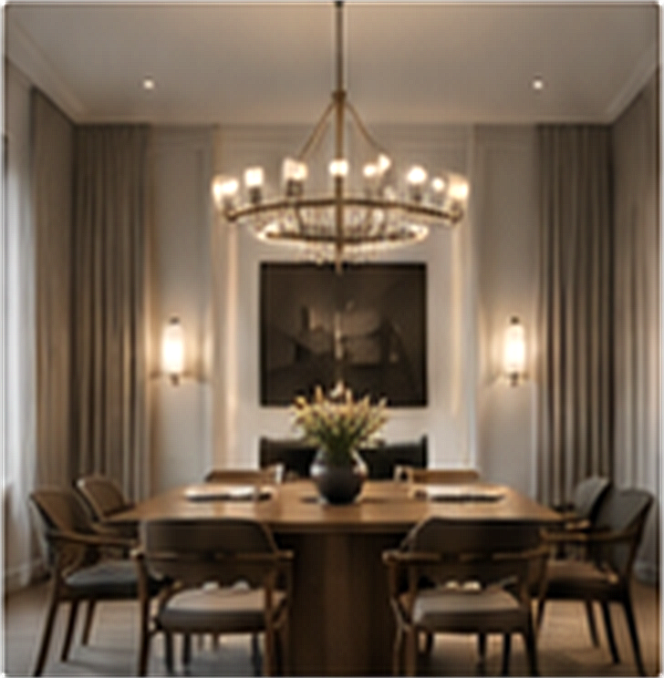 Dining room with Cascade Chandelier